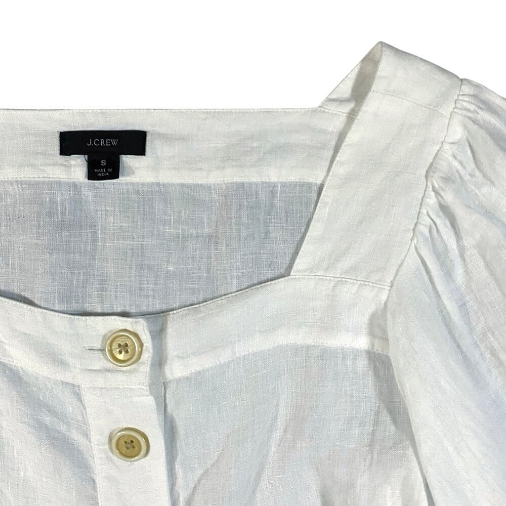 J.Crew Square Neck Button Down Balloon Sleeve Lin… - image 3